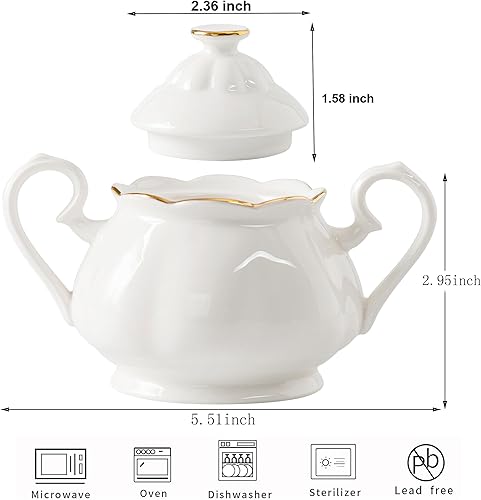 Miniatura 2 de Azucarero con tapa, tarro de azúcar de cerámica con asa, dispensador de azúcar para accesorios de cafetería, tazones de azúcar para encimera de