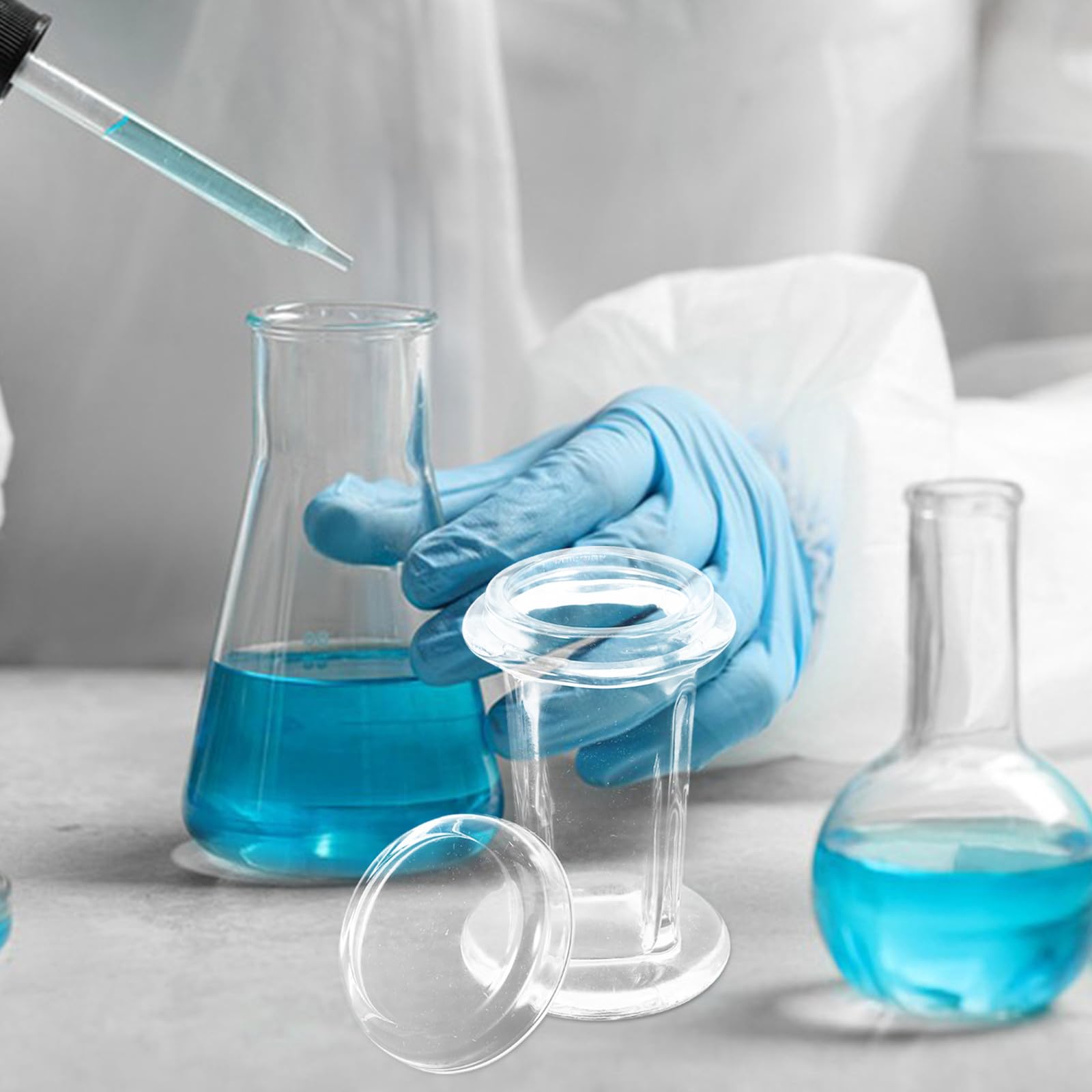 Frascos de tinción Coplin (4 unidades): Contenedores de tinción de portaobjetos de laboratorio con capacidad para 5 portaobjetos. Frascos de vidrio transparente con tapa para uso en