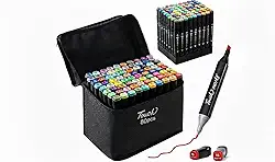 Kit Canetinhas para Colorir 80 Cores – Canetas Dupla Ponta Profissionais | Canetinha Marcador Lápis de Cor para Pintura, Desenho, Escola e Artesanato