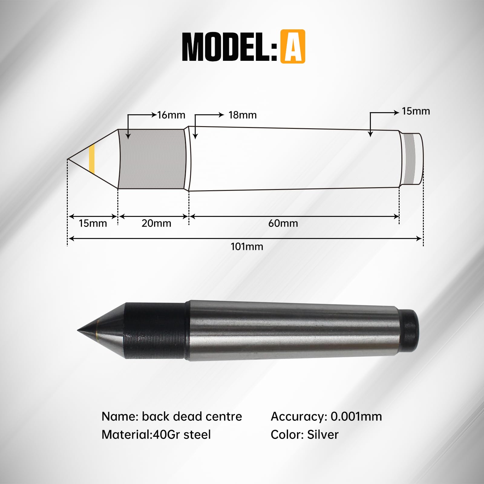 Mt2 Cône morse mobile avec 4 têtes remplaçables 65 mm Fonctionne avec axe rotatif A 4ème axe pour machine de gravure CNC