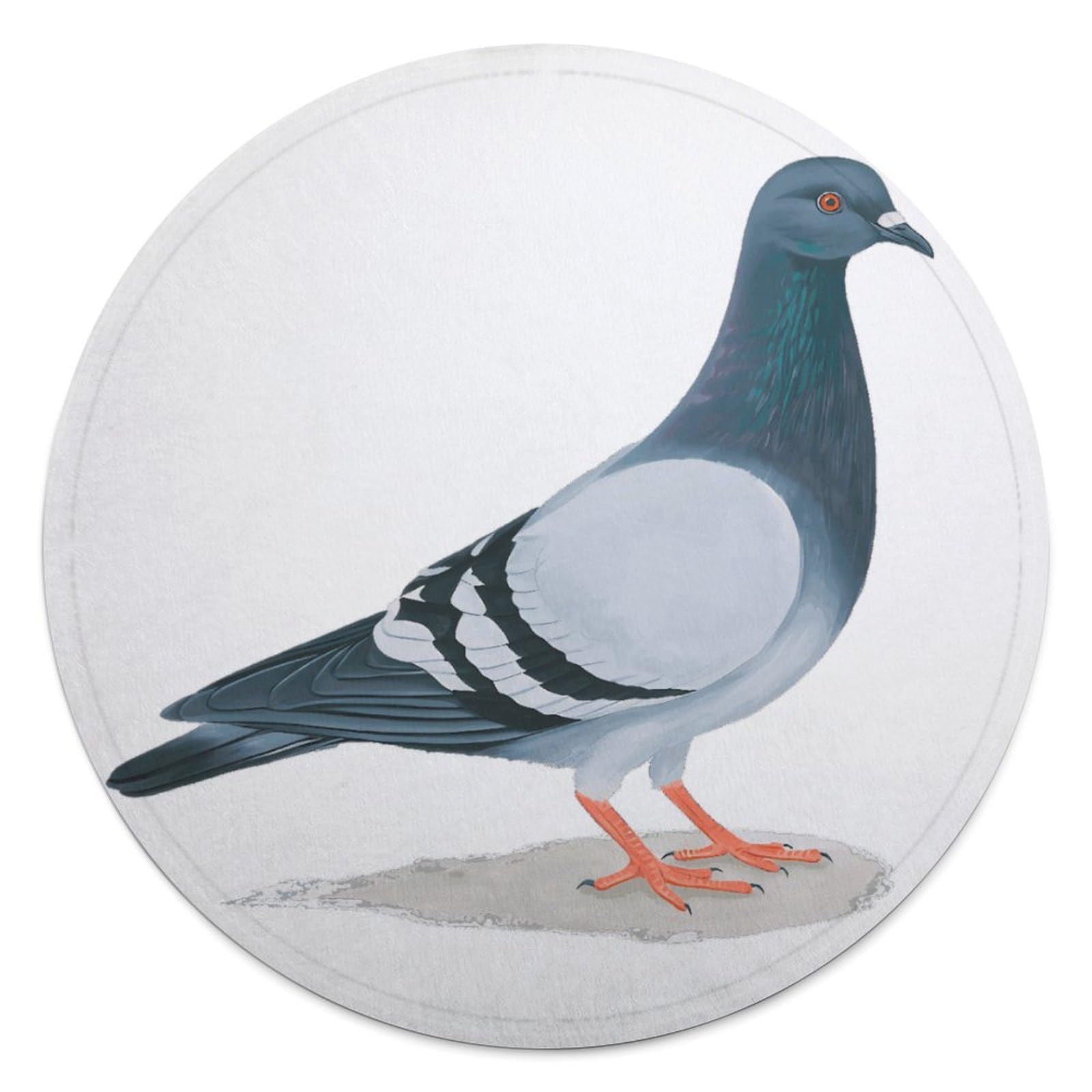 FekiLoot Pigeon Round Flannel Throw Blanket, 59.1 Inch Diameter Single Sided Printed Fleece Blanket, Multipurpose Foldable Decor Cover for Couch Office Camping Home Furnishing