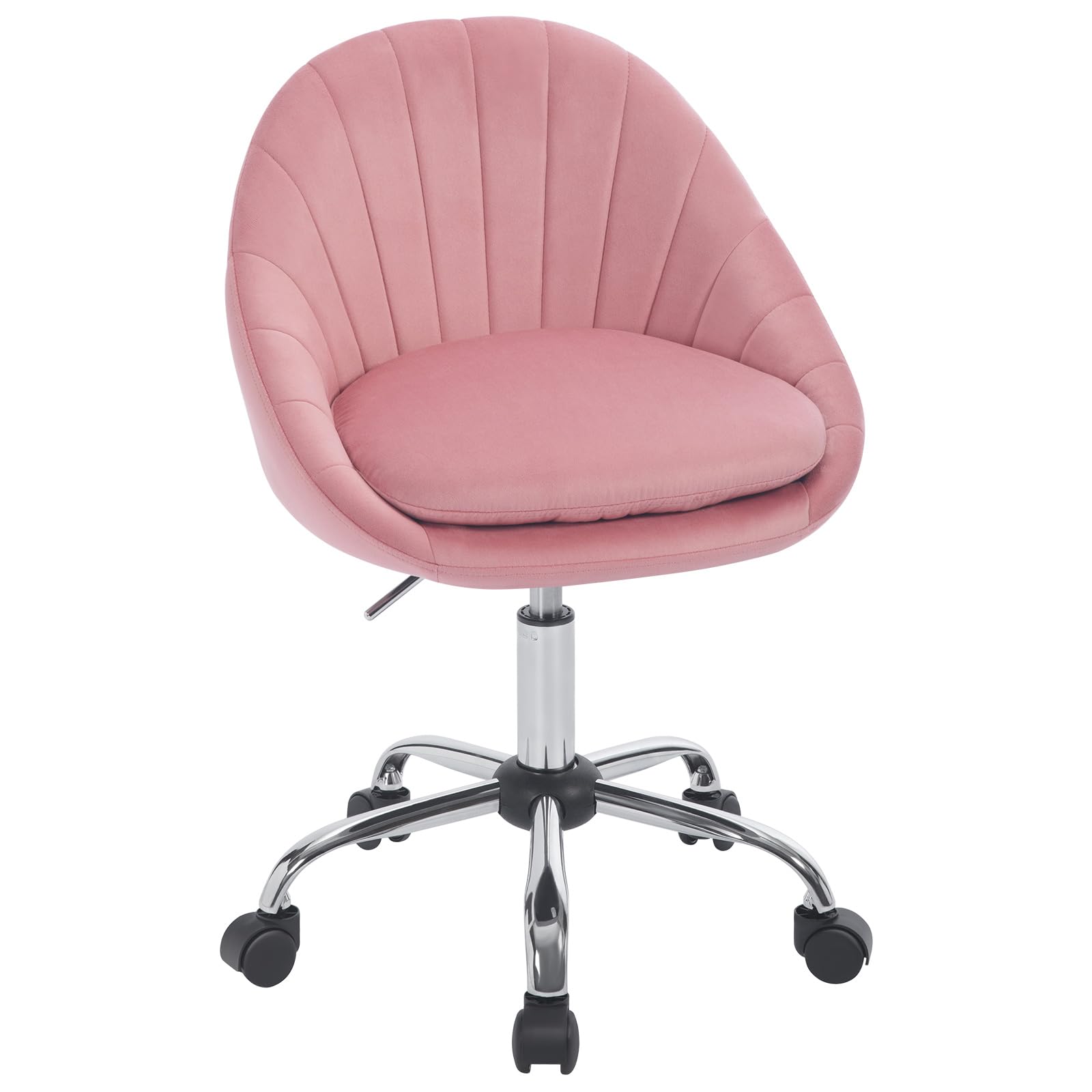 WOLTU Silla Escritorio, Silla Oficina Giratoria, con Respaldo Amplio, Base Metalica con Ruedas, Terciopelo, para Oficina Estudio y Salon, Rosa, BS167rs