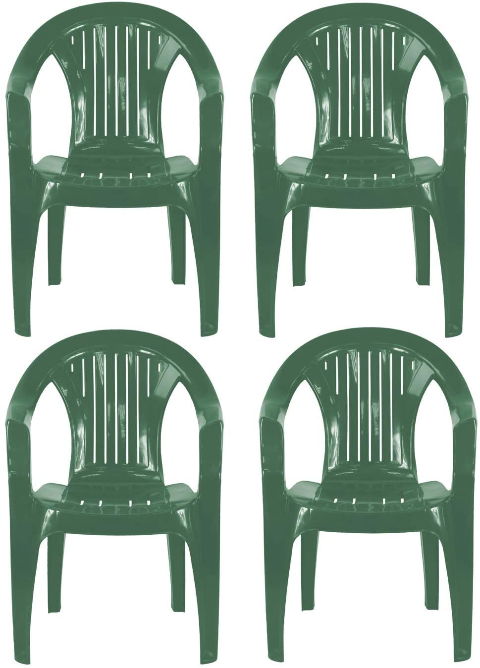 Buy Stackable Clam Style Back Plastic Garden Chairs GREEN Set of 4
