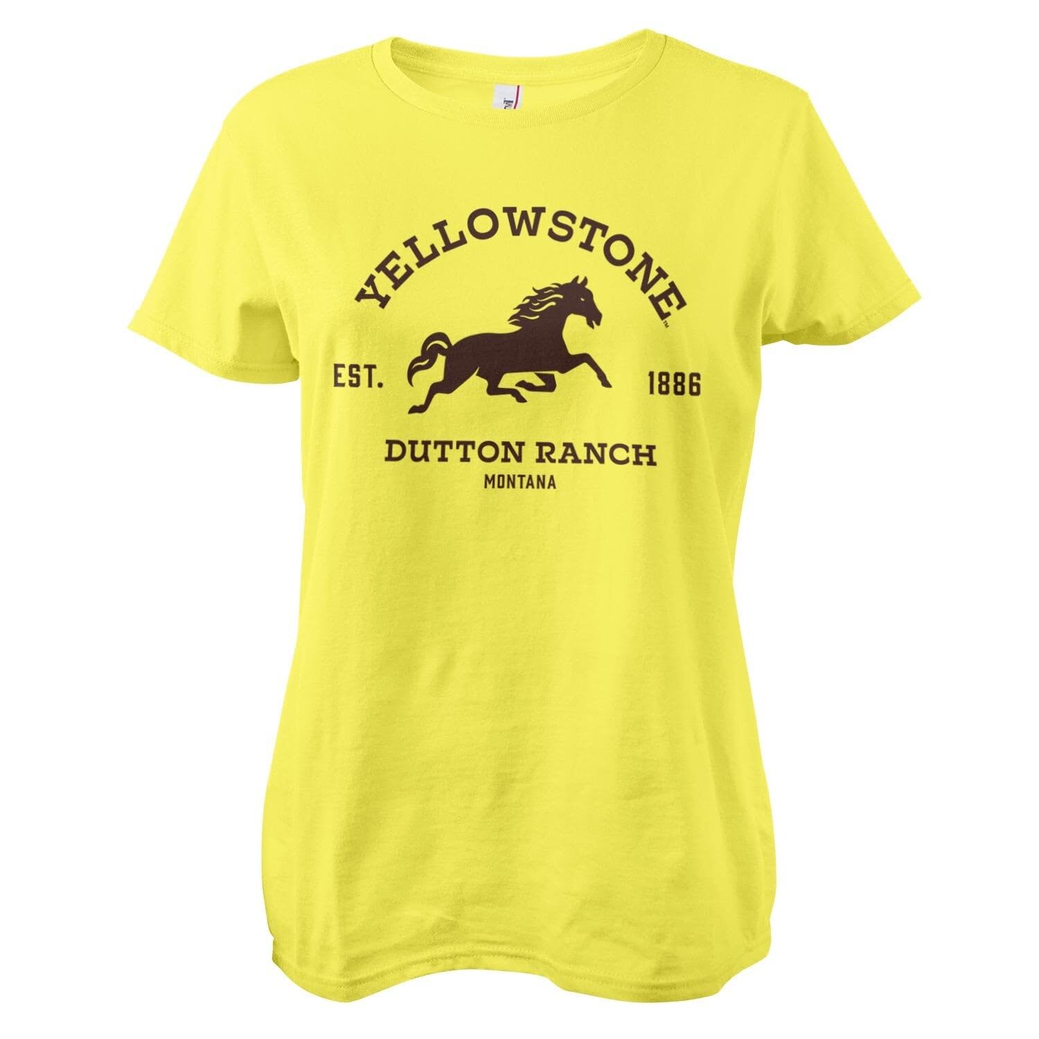 Yellowstone Officially Licensed Dutton Ranch - Montana Women T-Shirt (Yellow), Large