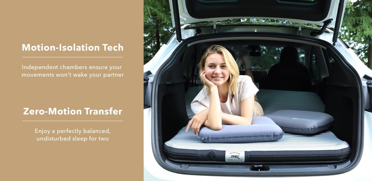 3D MAXpider CORAIRE SUV Air Mattress – Inflatable Back Seat Car Bed for Camping & Road Trip, 3.1" Thick Non-Toxic TPU, Patented Air Coil Technology, Designed for SUV, Water-Resistant Oxford Fabric