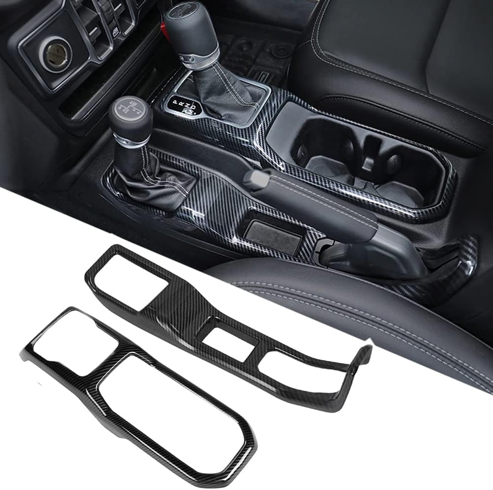 ABS Car Handbrake Gear Shift Panel Cover Water Cup Holder Frame Trim Decorative Stickers for Jeep Wrangler JL 2018 2019 2020 2021 2022, Car Styling Accessories, 2 Pcs