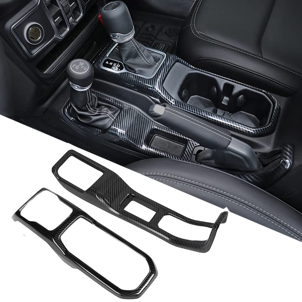 ABS Car Handbrake Gear Shift Panel Cover Water Cup Holder Frame Trim Decorative Stickers for Jeep Wrangler JL 2018 2019 2020 2021 2022, Car Styling Accessories, 2 Pcs