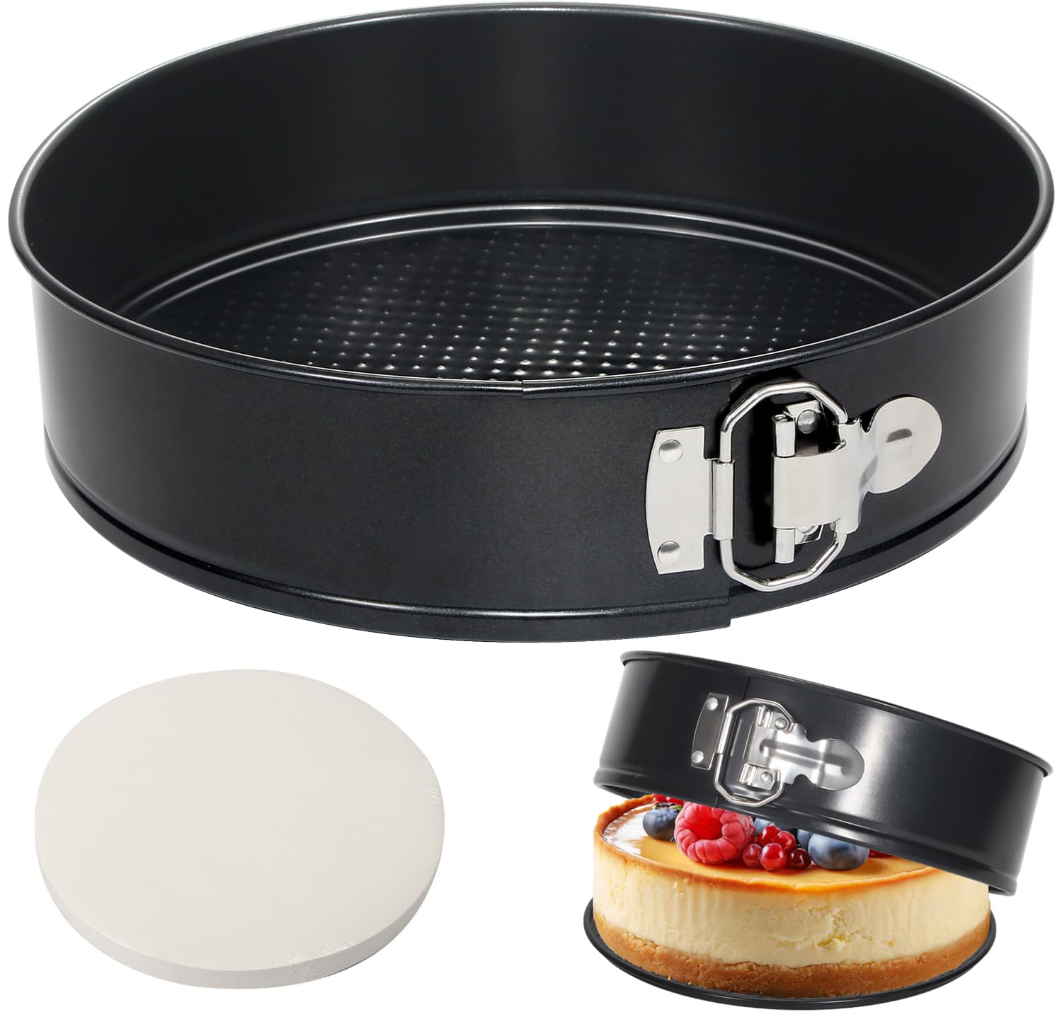Tellshun 10 Inch Springform Pan Tin With 50Pcs Parchment Paper Nonstick Baking Mold Round Leakproof Removable Bottom Bakeware