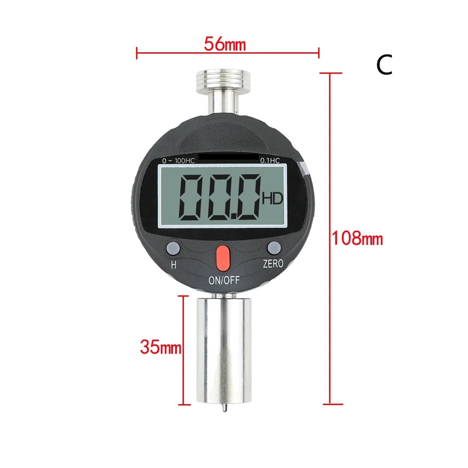 Härteprüfgerät, Tragbares digitales Shore-Härtemessgerät Durometer Härteprüfgerät mit großem Display for Gummireifen(C)