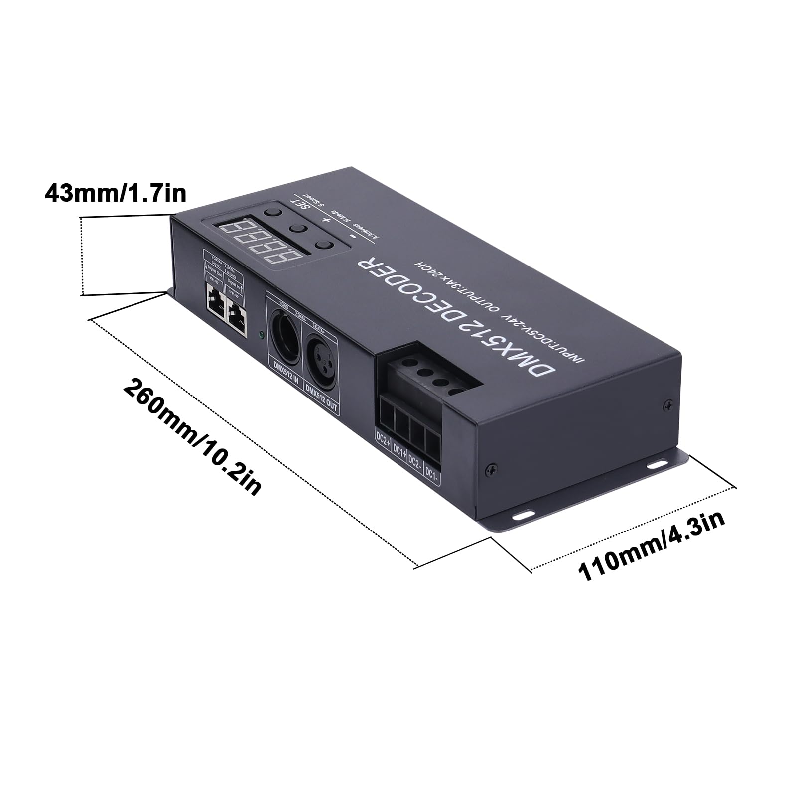JOYLIT Display Digitale DMX LED Decoder Controller 24CH, DC 5-24V 3A/CH 4 Canali/Gruppo 6 Gruppi ad Alta Potenza DMX512 RGBW RGB Striscia Luminosa Decoder Dimmer Controller