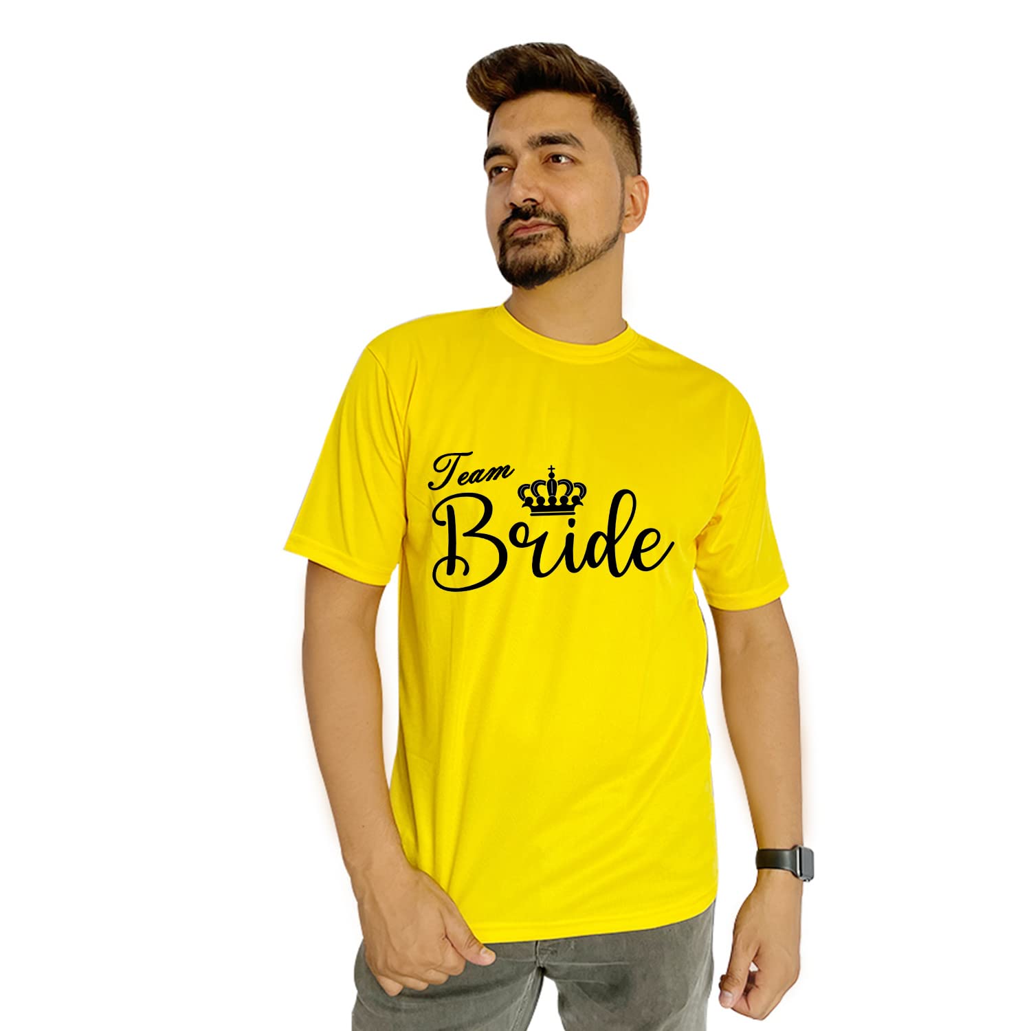THEPRINTSHINETeam Bride and Groom T Shirt l Half Dry Fit t Shirt l Round Neck Team Tshirt