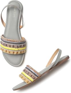 Marc Loire Women's Pair of Embellished Fashion Flat Sandals Price In India