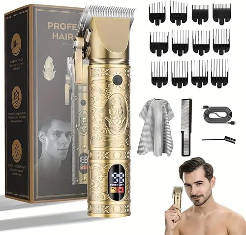 Cortapelos para hombres, cortadora de pelo inalámbrica, máquina de corte de pelo recargable con pantalla LED