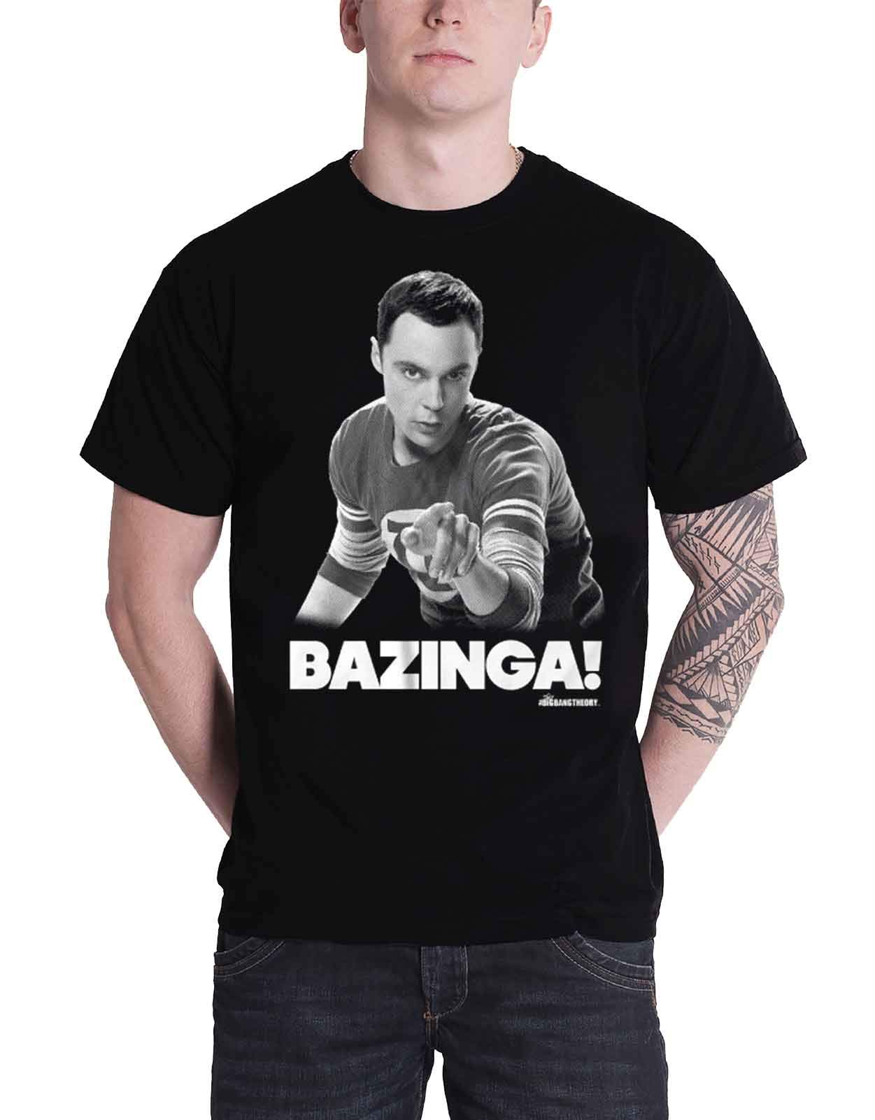 Officially Licensed Merchandise TBBT Sheldon Says BAZINGA! T-Shirt (Black), Large