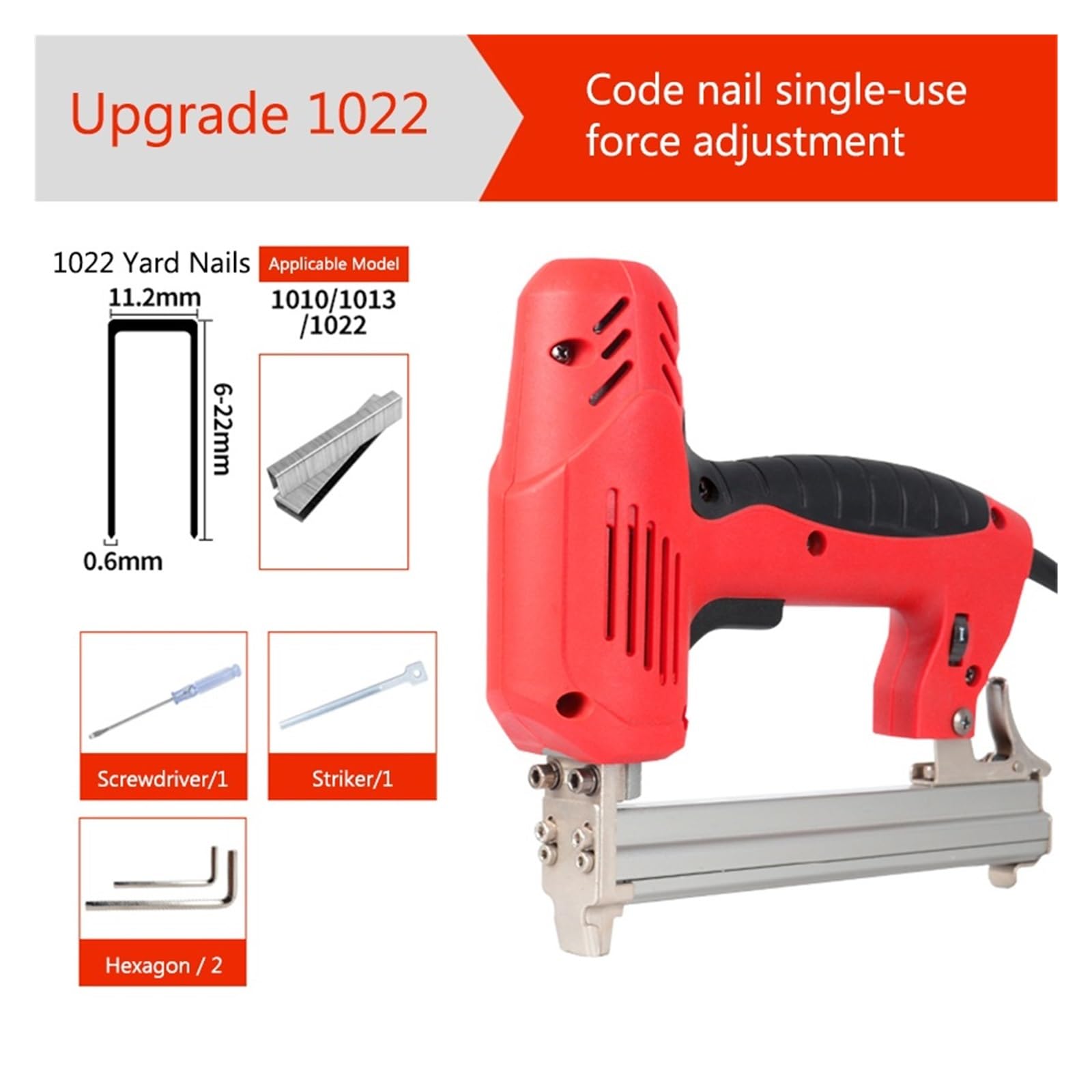 Chiodi Elettrici Pistola Fissatrice Pistola Sparachiodi Regolabile da 1022 Iarde Strumento for La Lavorazione del Legno Pistola Sparachiodi Chiodatrice Elettrica Pistole Sparachiodi 2000W