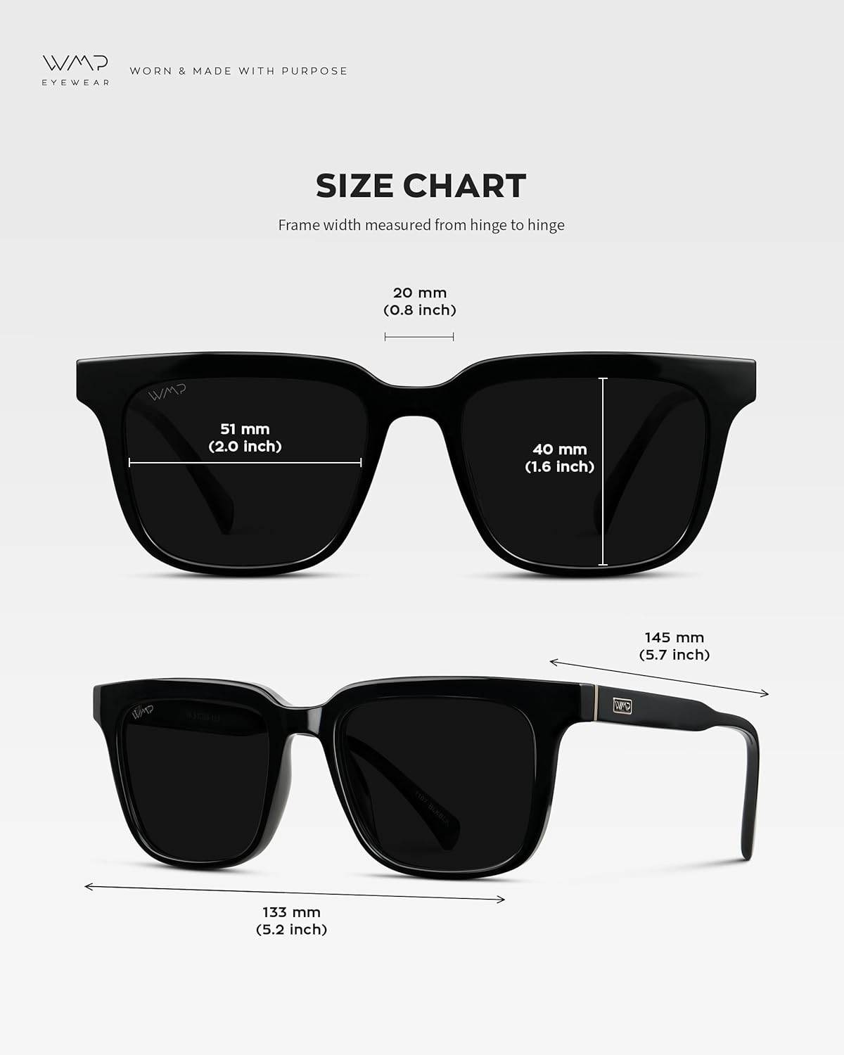 WMP Eyewear - Men's Polarized Sunglasses: Bold Modern Square Design, Acetate Frame, UV Protection