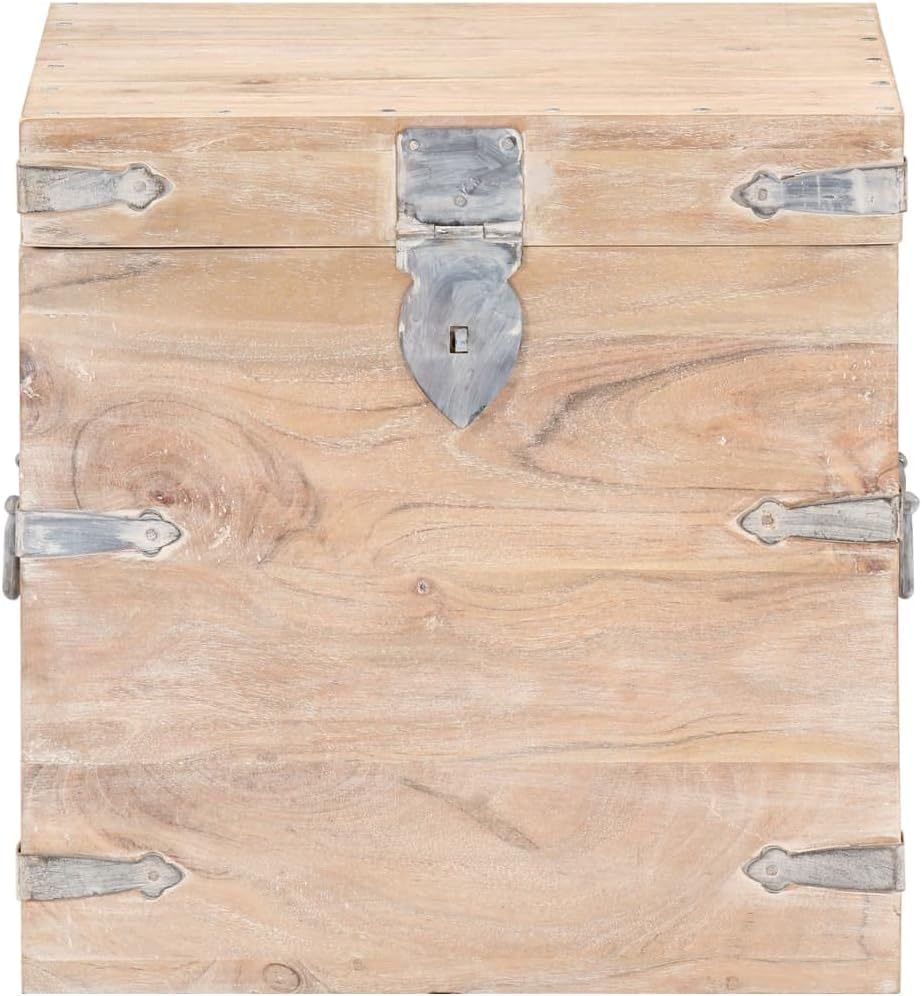 Chest,Living Room Storage,Wood Tool Box,Treasure Box for Classroom,Toy Box Storage,Blanket Storage for Living Room,Lockable, 15.7"x15.7"x15.7" Solid Acacia Wood