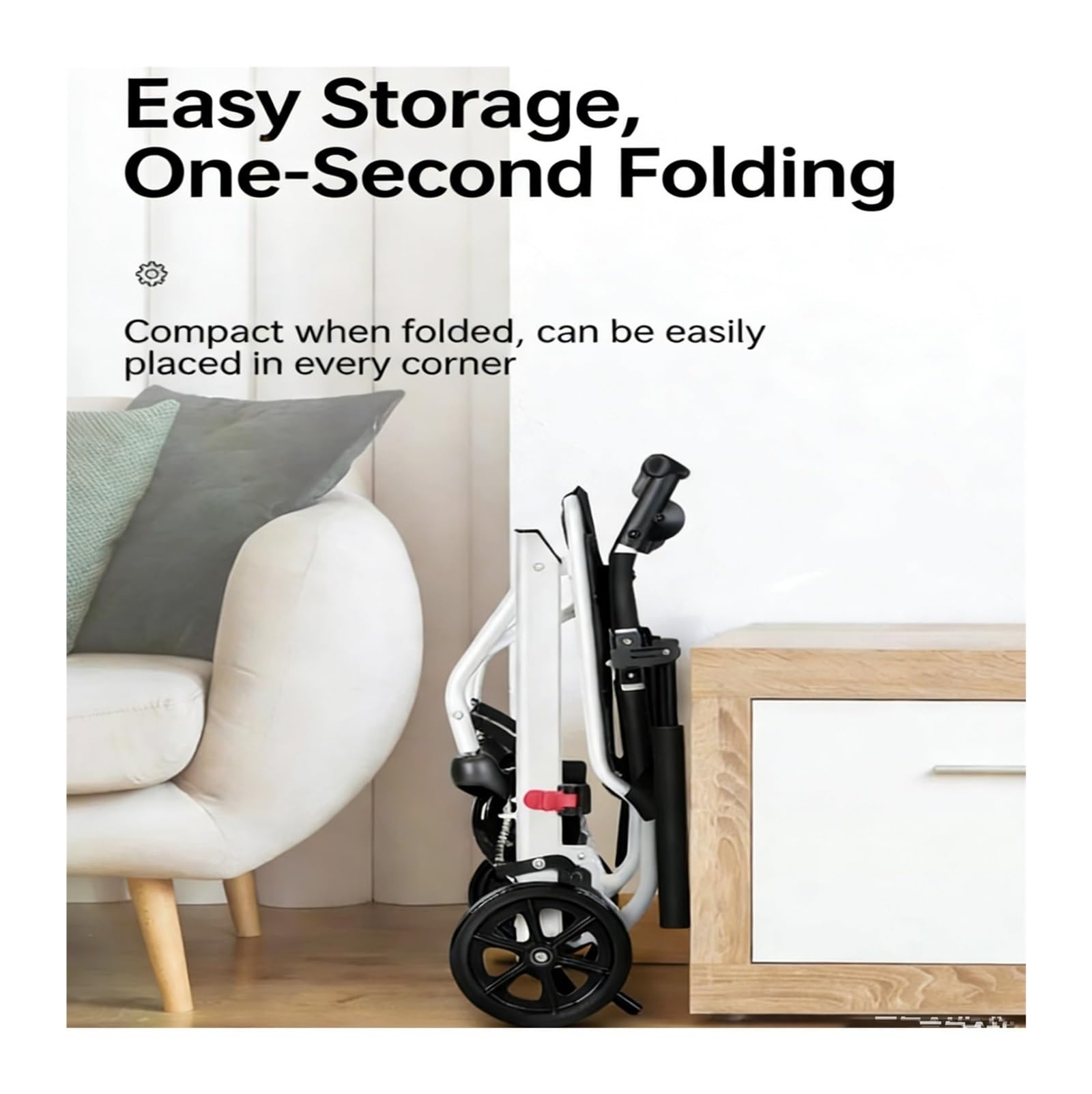 Silla de Ruedas Plegable Ligera para Ancianos - Ruedas Grandes de con Reposapiés Ajustable, Cinturón de Seguridad y Frenos - Ideal para Exteriores, Viajes y Cuidado Domiciliario