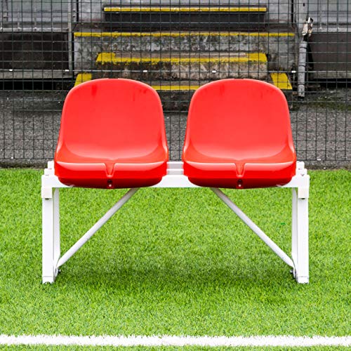 Banc en aluminium FORZA pour joueurs remplaçants, sièges de stade rouges de 2m