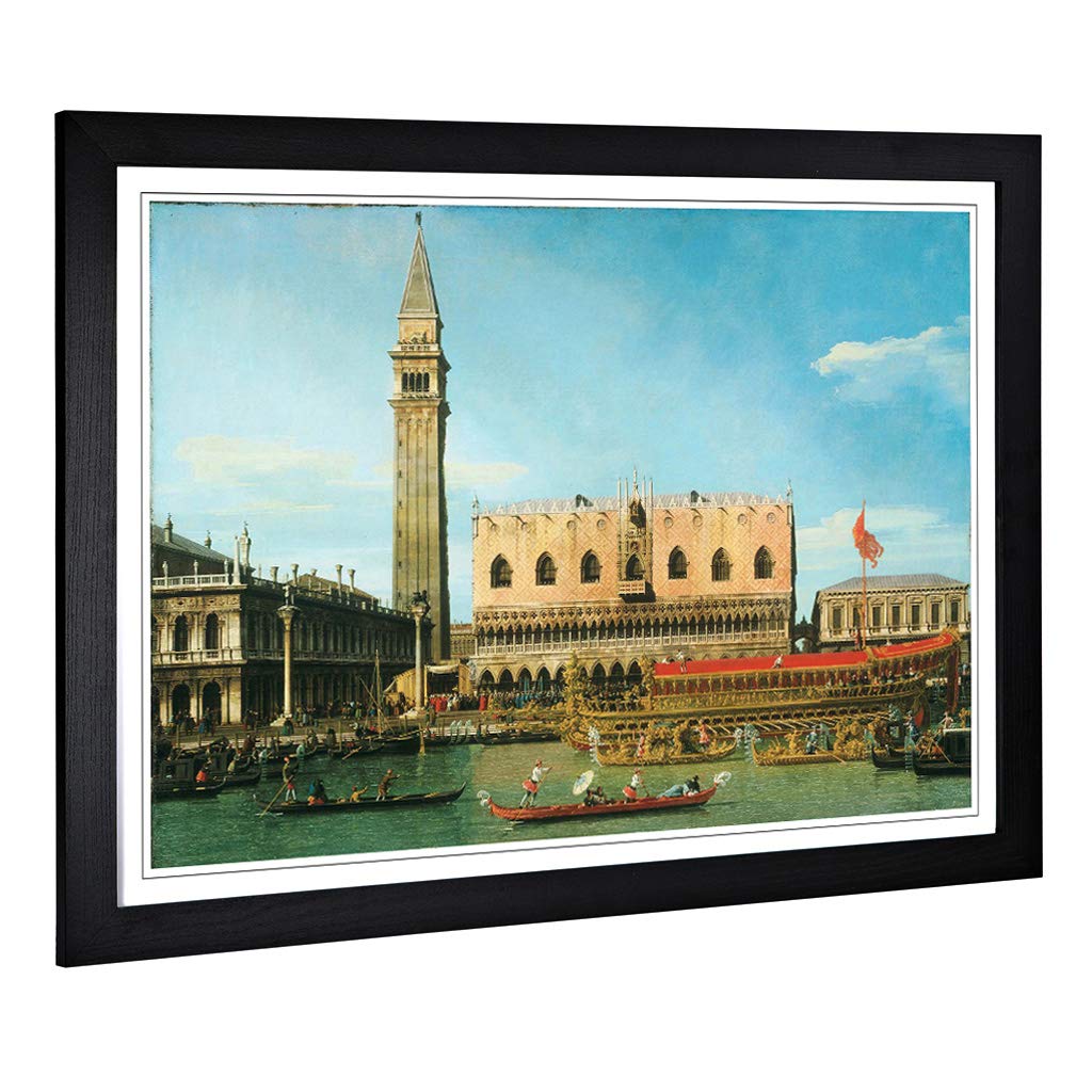 Big Box Art Framed Print of Giovanni Canaletto The Bucintoro, Ascension Day Design | Wall Art Picture| Home Decor for Kitchen, Living Room, Bedroom, Hallway, Black, A2 / 24.5x18 Inch / 62x45cm