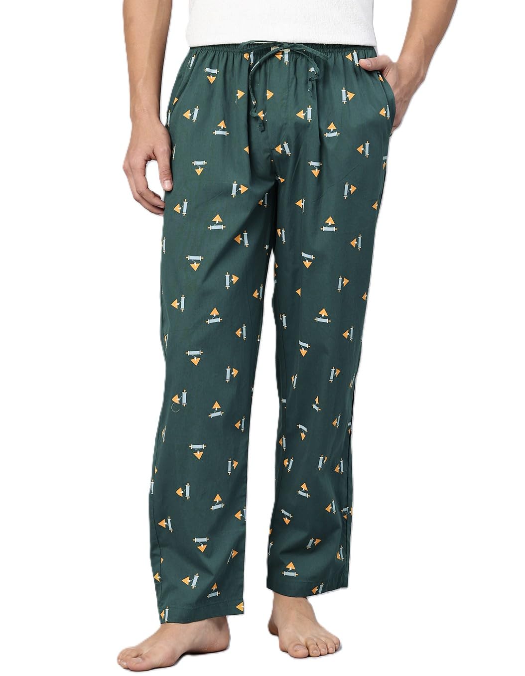 Men’s Printed Pure Cotton Lounge Pyjama | Comfort Fit | Elastic Waist with Drawstring | 3 Pockets | Button Closure-image-29