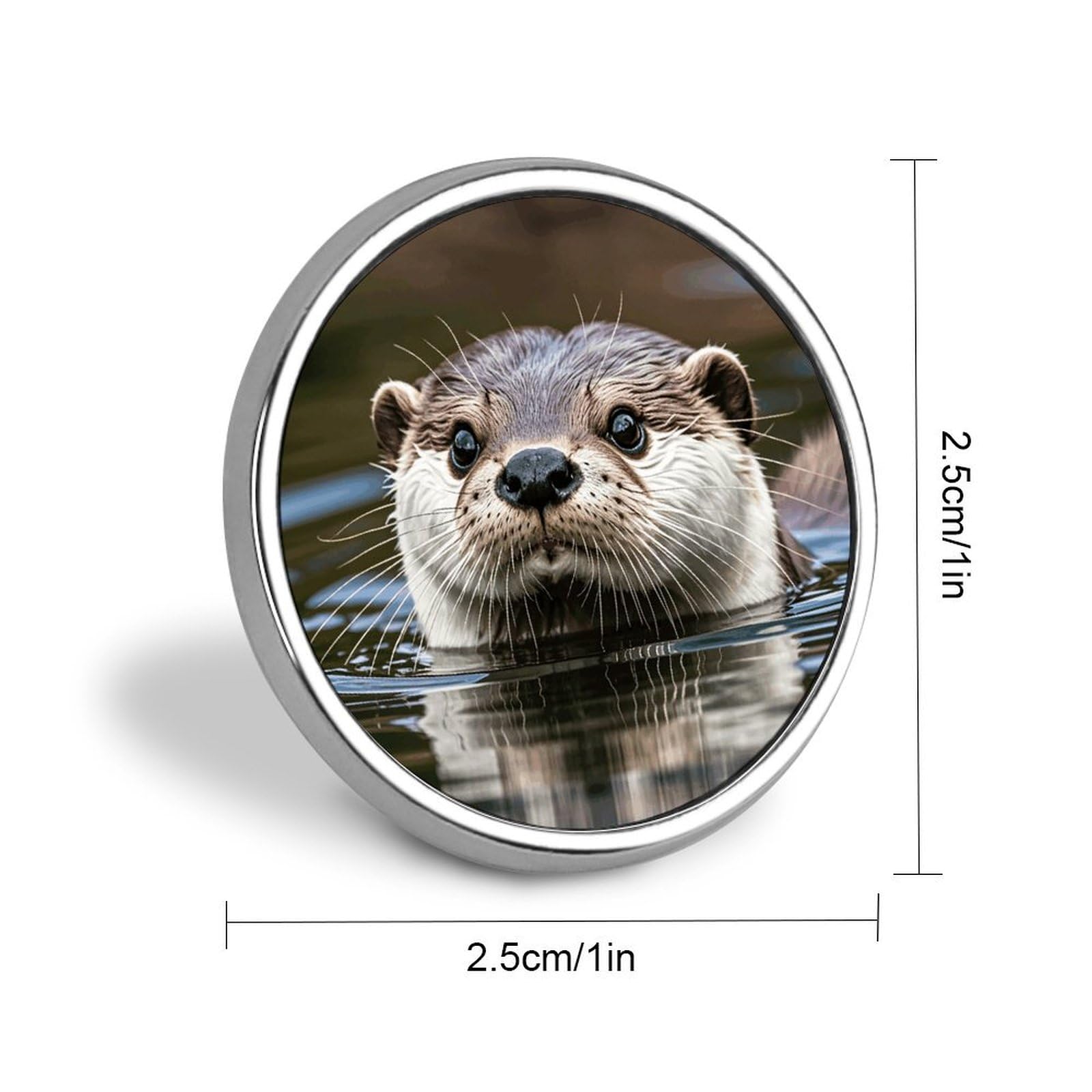 Aluminium Alloy Round Badge Brooch Pins for Men Cute Otter Brooches Elegant Pin for Women Fashion Button Badges Brooch Badge for Hats Jackets Shirts
