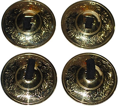 Wevez Belly Dancing Finger Zills Finger Cymbals 2 Pairs / 4 Pcs Golden