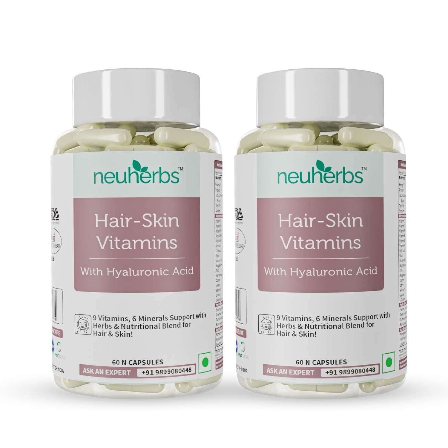 NeuherbsHair Skin Vitamins Supplement with Biotin, Keratin booster for hair growth, Turmeric, Primrose Oil, Glutathione & Collagen- 120 Capsules for Men and Women