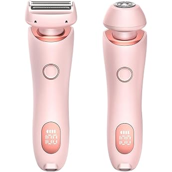 Womens Razor 2-in-1 Intimate Shaver for Women Layhou Electric Shaver with IPX7 Waterproof Painless Epilator Wireless UBS Wet/Dry Epilator for Face Bikini Legs Arms Body Pink
