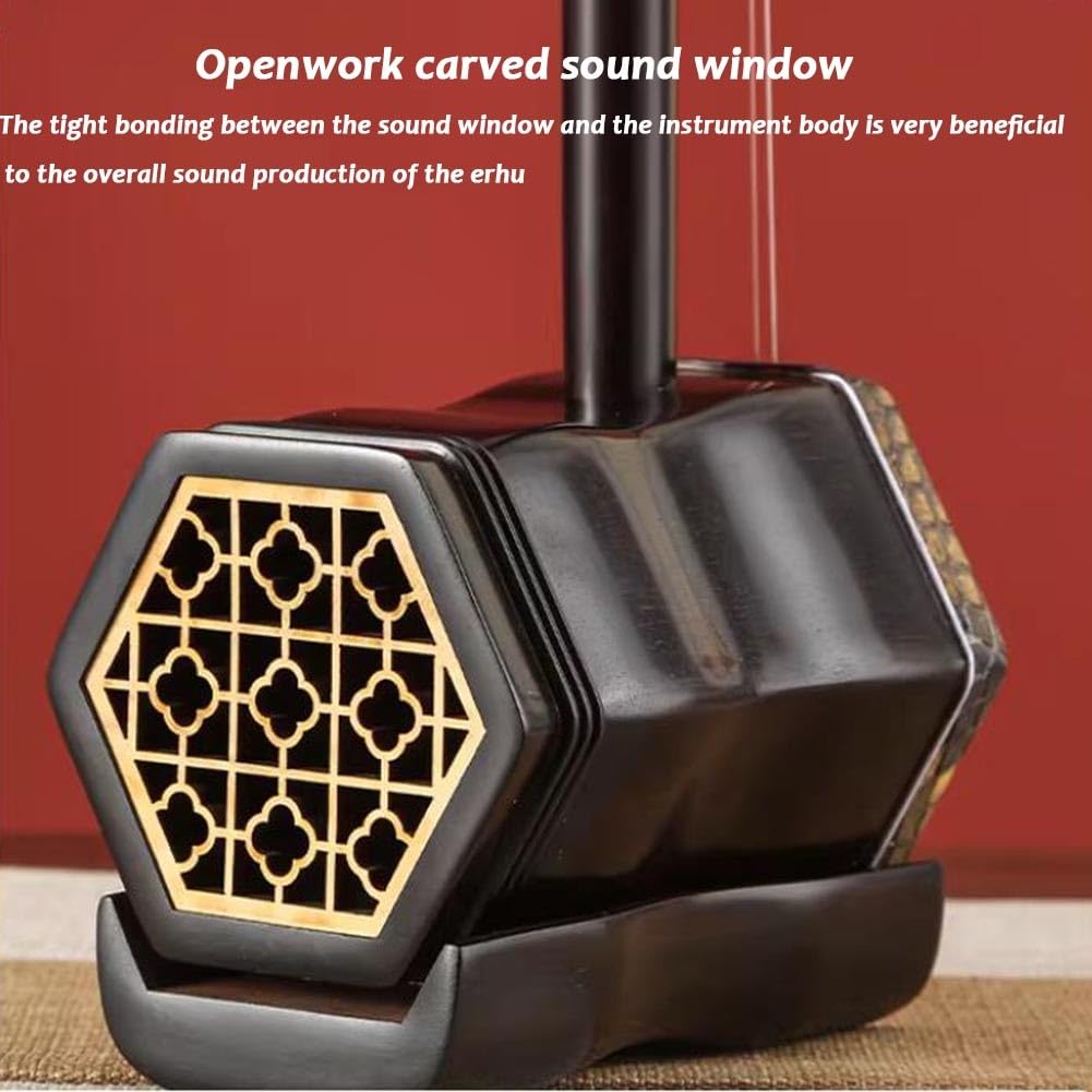 Erhu Con Corde Per Esecuzioni Professionali, Strumento A Corde In Legno D'ebano Strumento Musicale Cinese A Due Corde Con Accessori Per Esecuzioni Di Livello Magistrale(Black-C)
