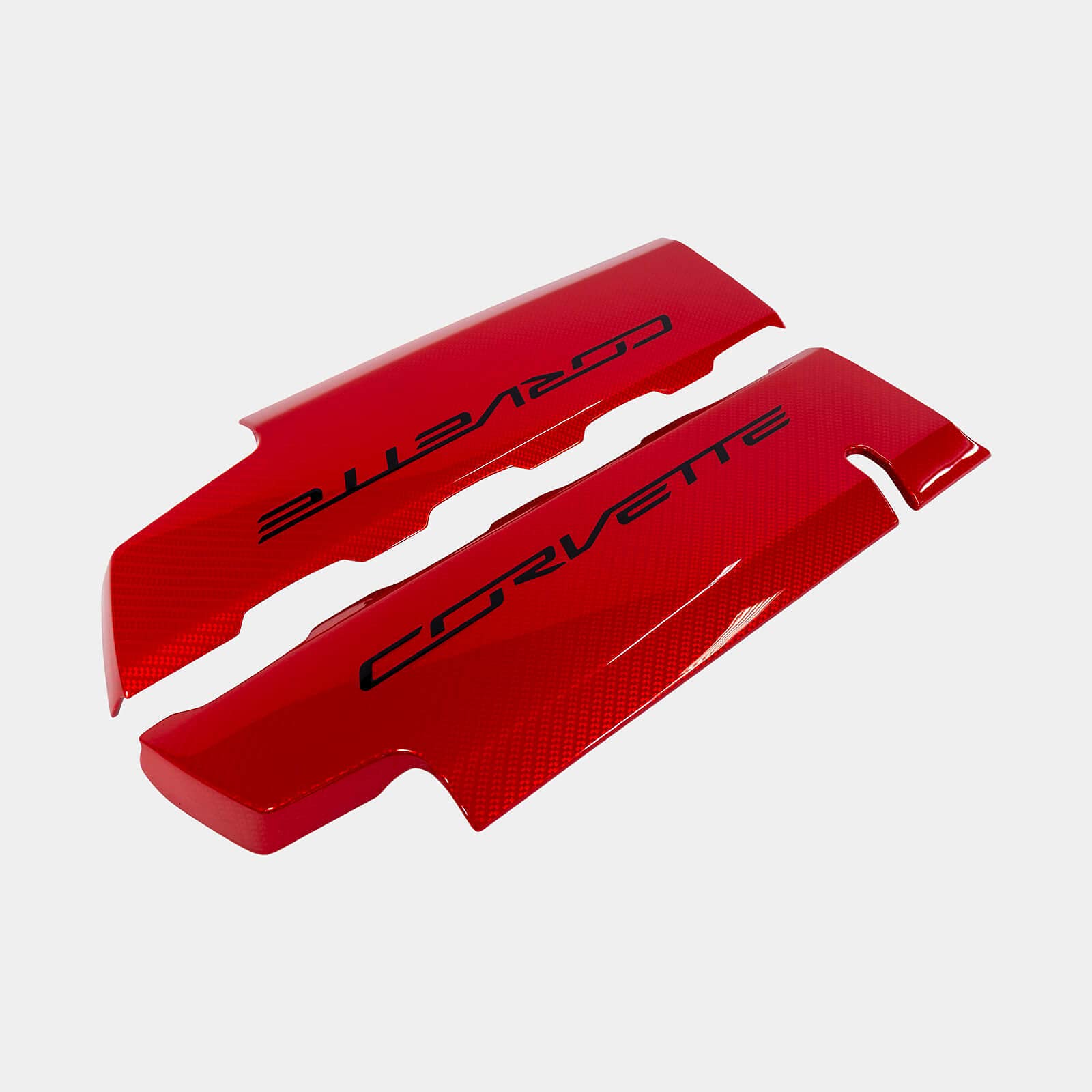 C7 Corvette LT1 Fuel Rail Covers, Hydro Carbon Fiber Red Carbon Flash Metallic