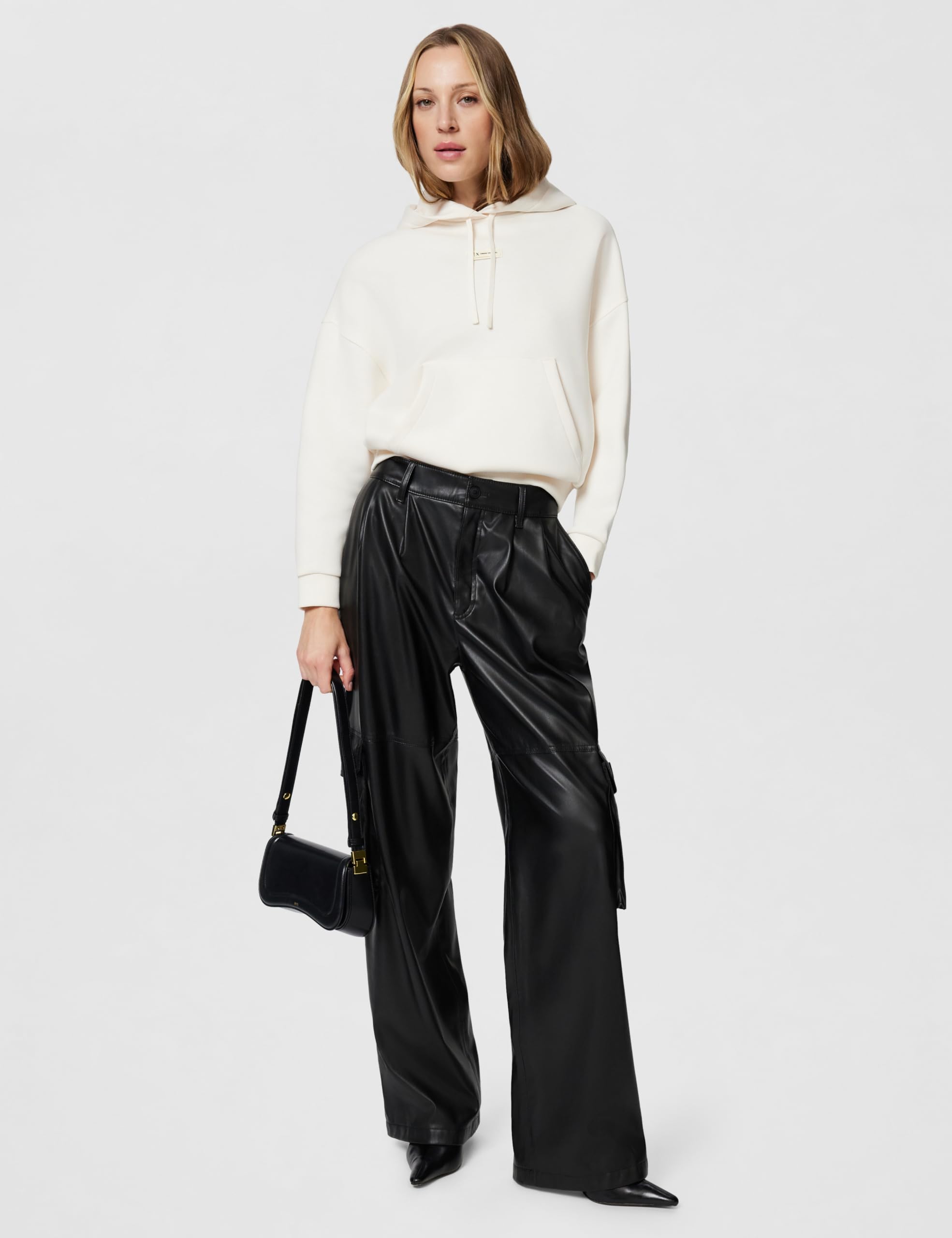 Armani Exchange Cross Gender, Cuffed Sleeve Small Front Logo Relaxed Fit Maglia di Tuta Donna (Pacco da 1)