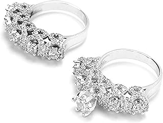 خاتم توينز للسيدات مطلى دهب ابيض عيار 18 مقاس 8، من دار