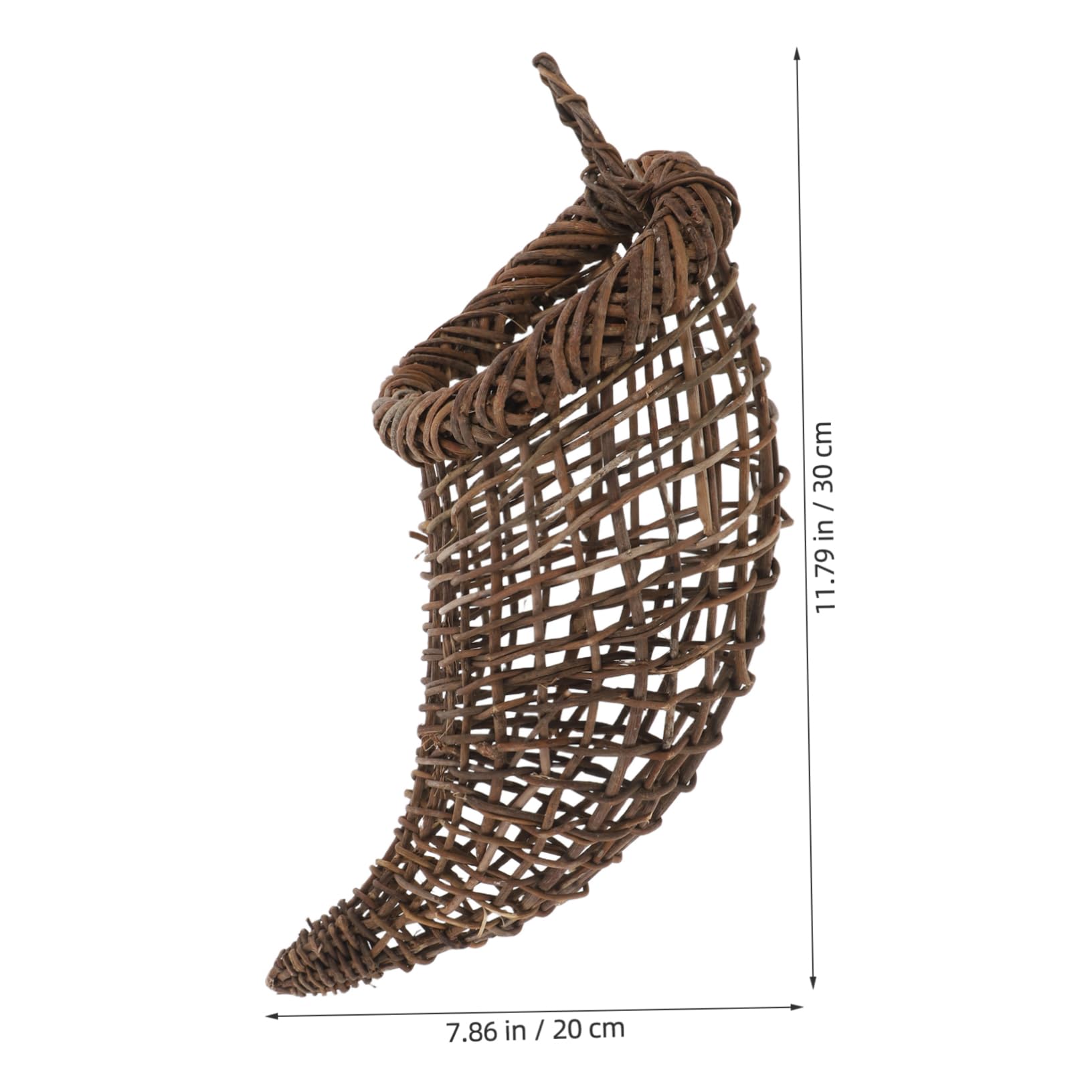 Cabilock Horn Shaped Woven Rattan Basket Rustic for Fall and Thanksgiving Decorations Multi Purpose Serving Basket for Fruits and Centerpieces Outer