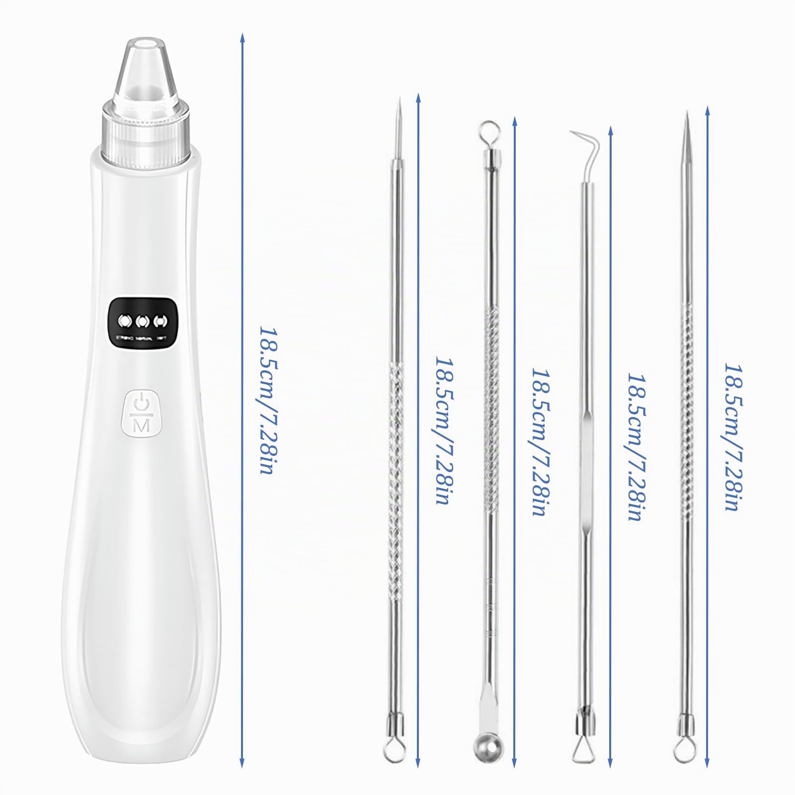 Succionador de Puntos Negros Removedor, Limpiador de Poros Eléctrico, Limpia Poros Blackhead Remover Vacuum Pore Cleanser Facial, Aparato para Quitar Acne con 3 Modos y 5 Cabezales