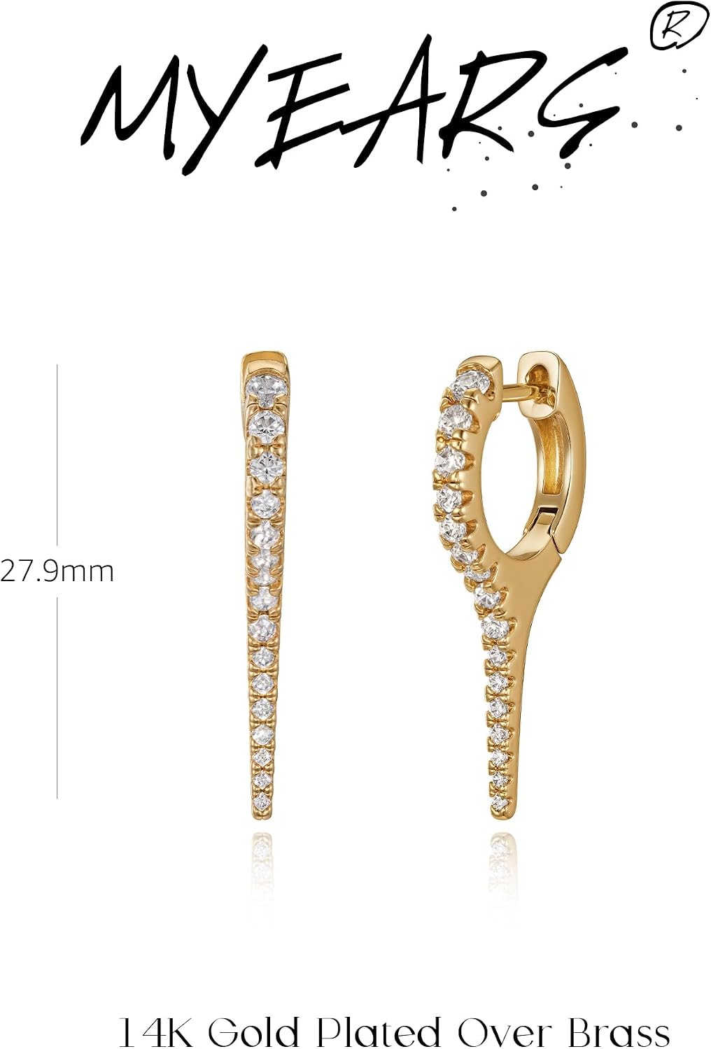 MYEARS Gold Hoop Earrings for Women 14K Gold Plated Turquoise White Cubic Zirconia Stones Huggie Spike Earrings Jewelry for Women Trendy