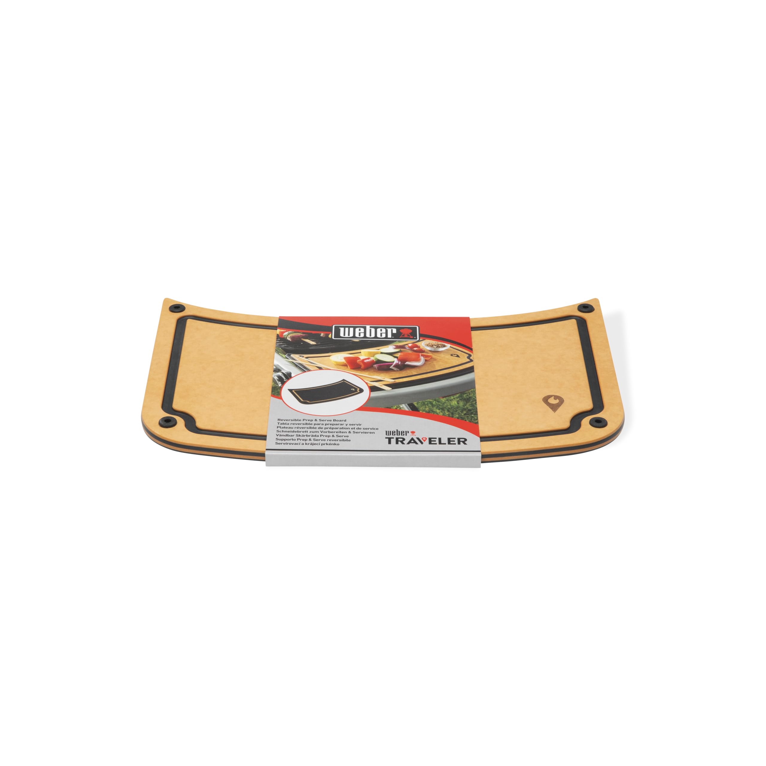 Weber Traveler Tagliere Reversibile per Taglio e Servizio, Forma Compatibile con tavolino Laterale, Utilizzabile su Entrambi i Lati, Maniglie Antiscivolo – Nero (7031)