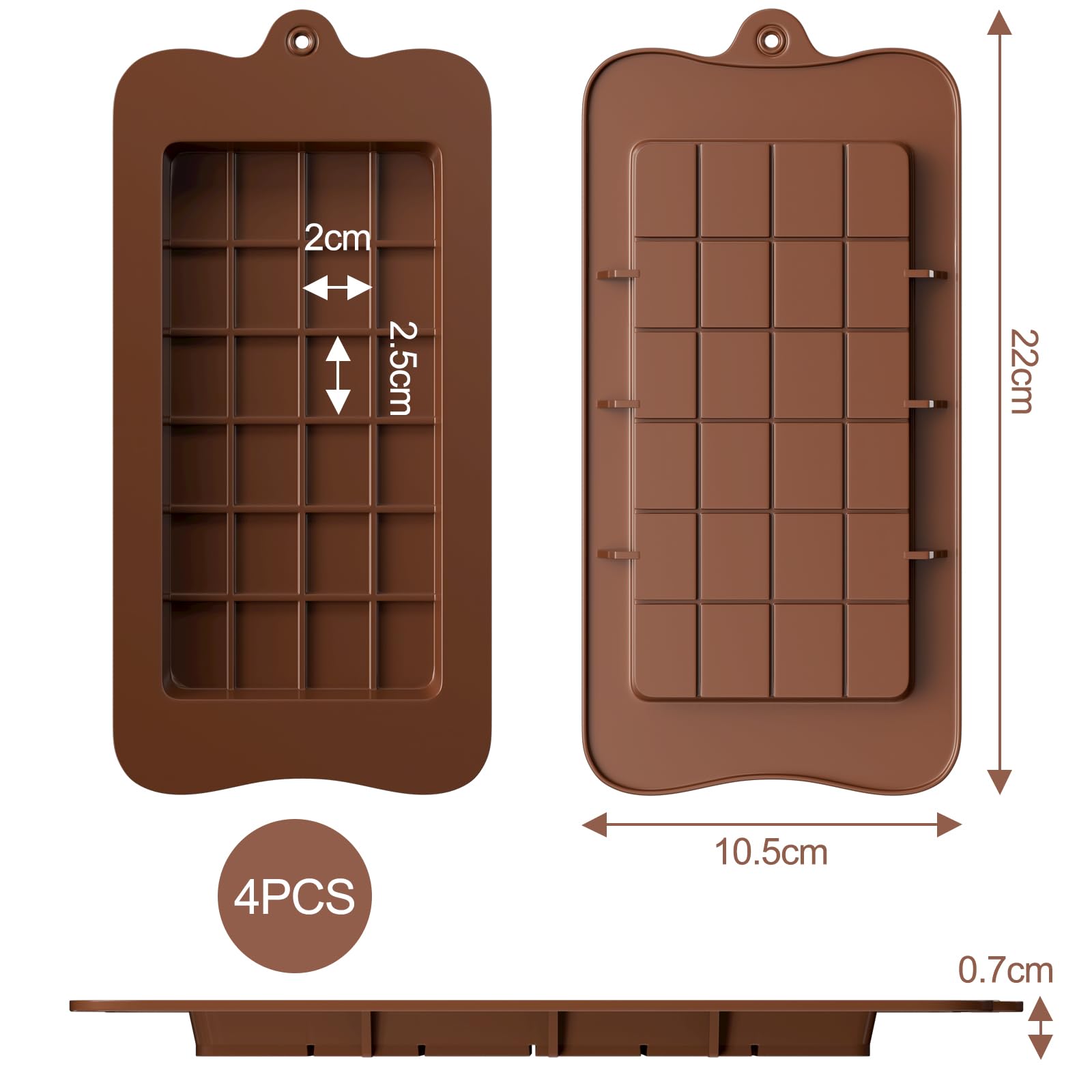Moule En Silicone Pour Tablettes De Chocolat - 4 Moules Antiadhésifs, Qualité Alimentaire, -60°C à 240°C