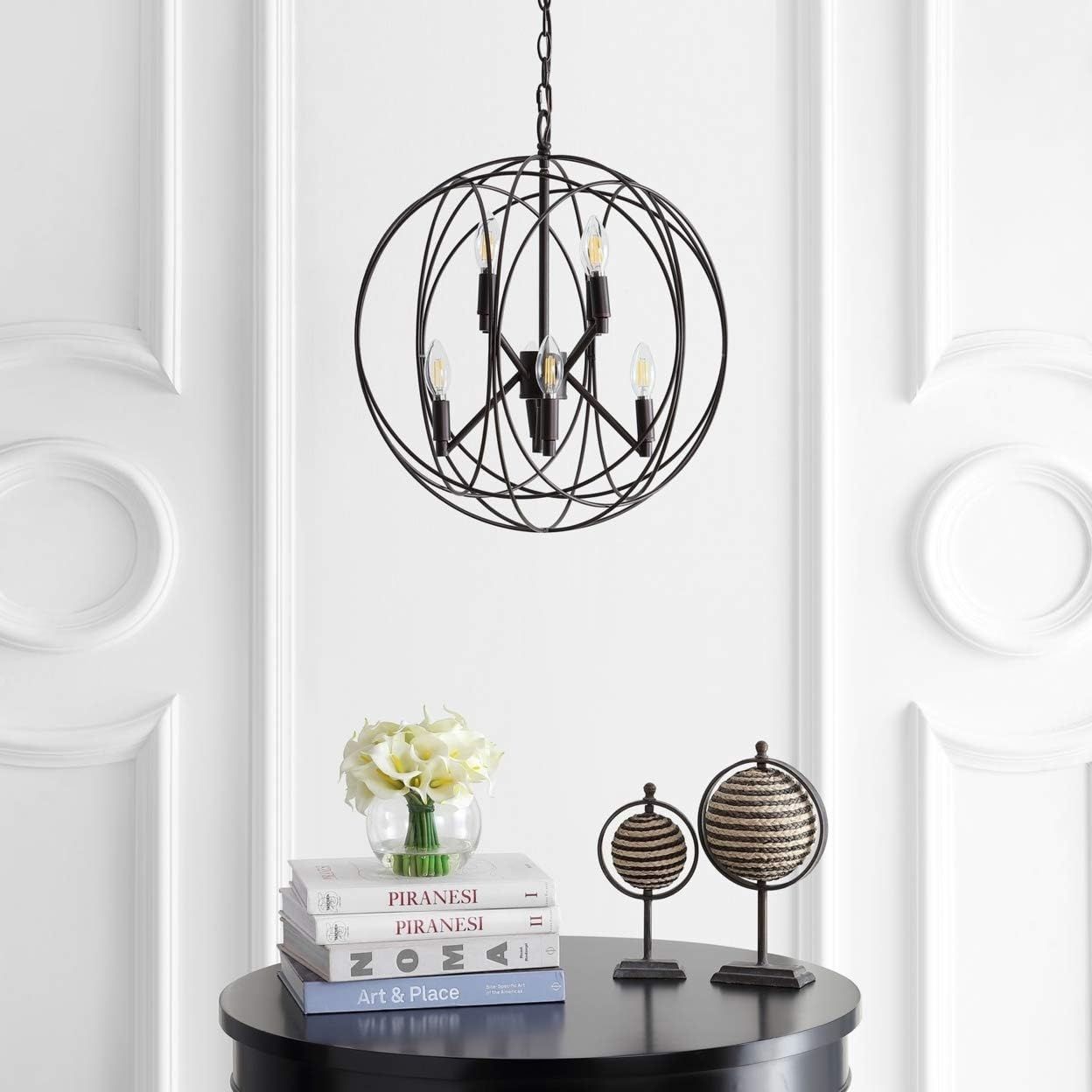SAFAVIEH PND4056A Raylon Adjustable Dark Grey 8-Light (LED Bulbs Included) Pendant