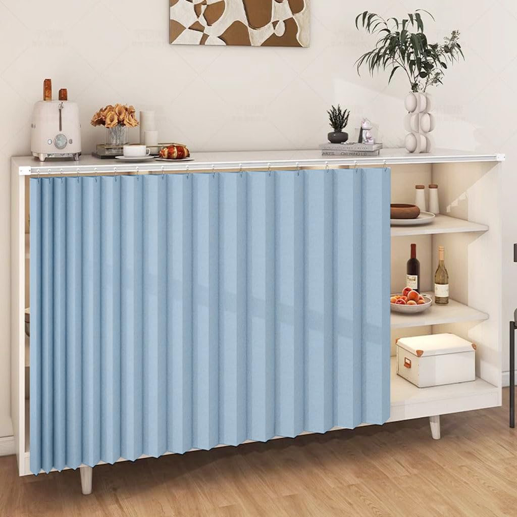 DSSHENGDS Customized multi-functional slide curtain, suitable for doorless cabinets, washing machines and wardrobes-Sky Blue- W60cmxH100cm — image 1