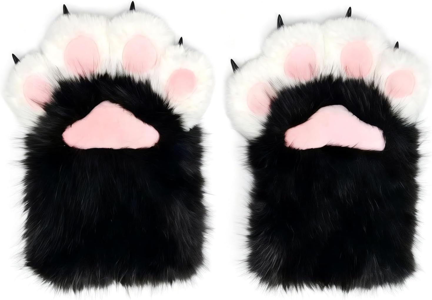 Furry Cat Paw Gloves,Fursuit Paw Gloves with Claws Built-in Whistle
