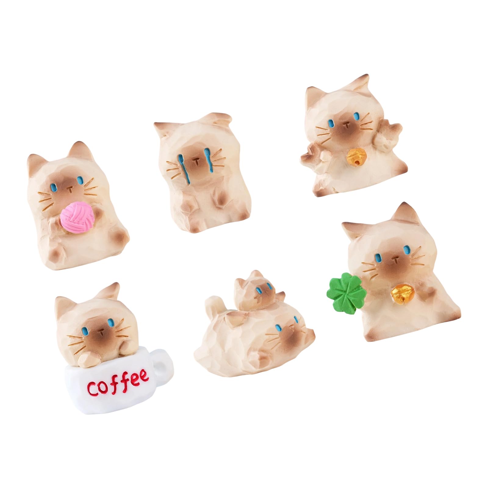 Msioytog Minis Resin Cats Bulk Tiny Cats Set for Potted Miniature Decoration Garden Dollhouses Decoration Charm Party Toy Minis Resin Figures
