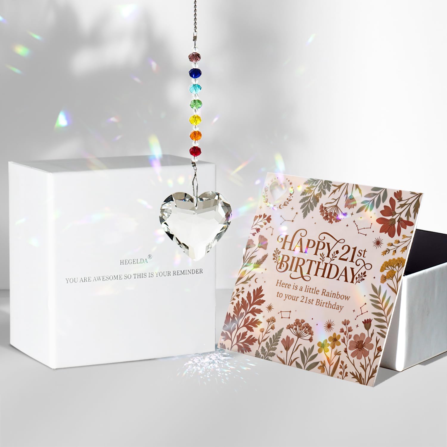 Hegelda 21th Birthday Gifts Decorations for Her Him Crystal Suncatcher
