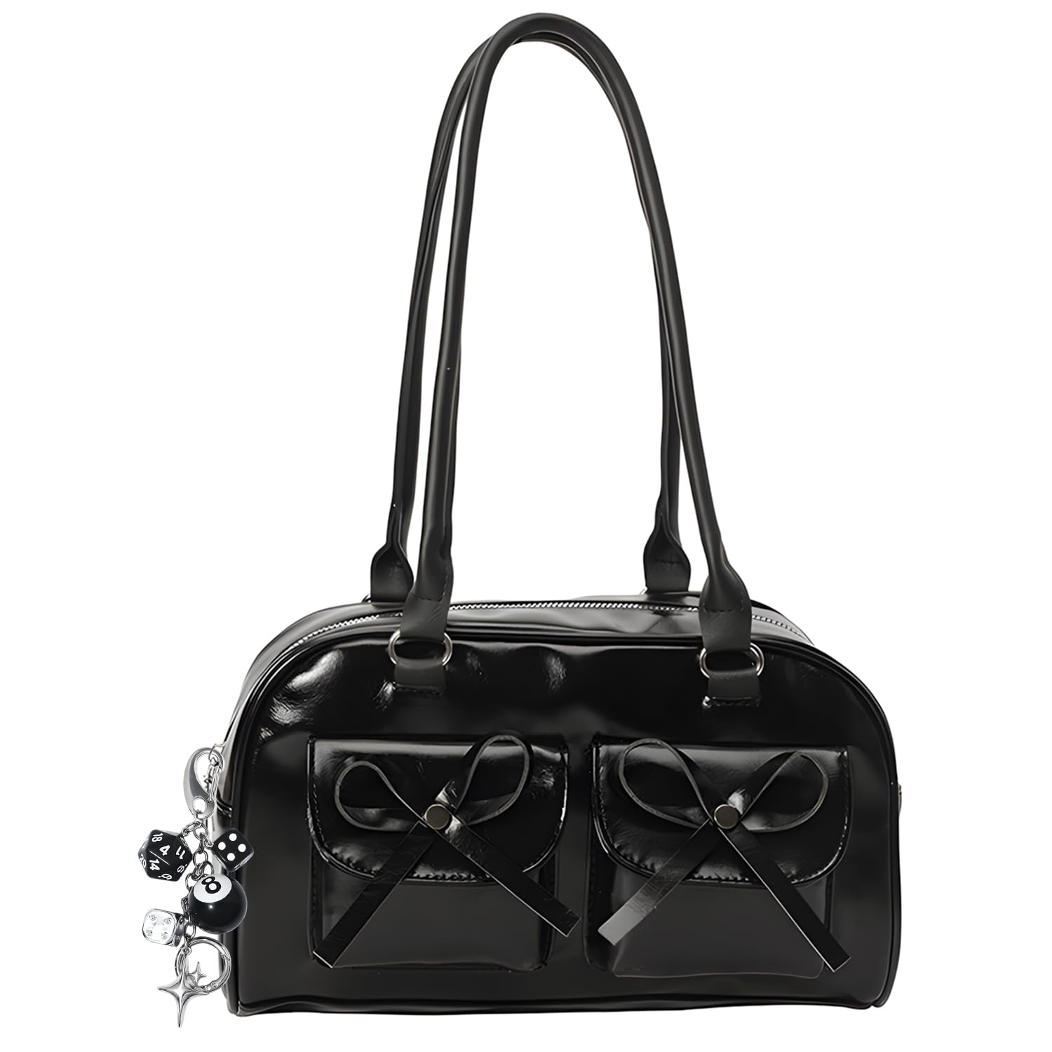 Y2K torebka z kokardką, czarna torebka na ramię dla kobiet, Y2K Punk Style Hobo Bag miękka skóra PU torebka do codziennego użytku