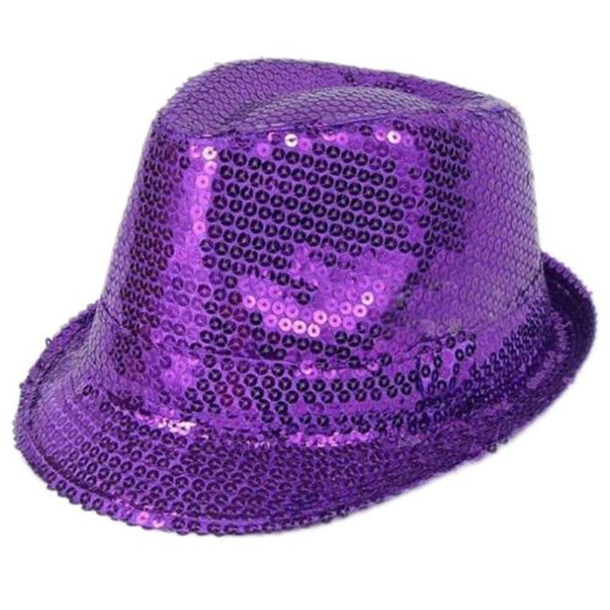 labreeze Sequin Cap Hat Gangster Hat Fedora Trilby Dance Party Fancy Dress Hat (Purple)