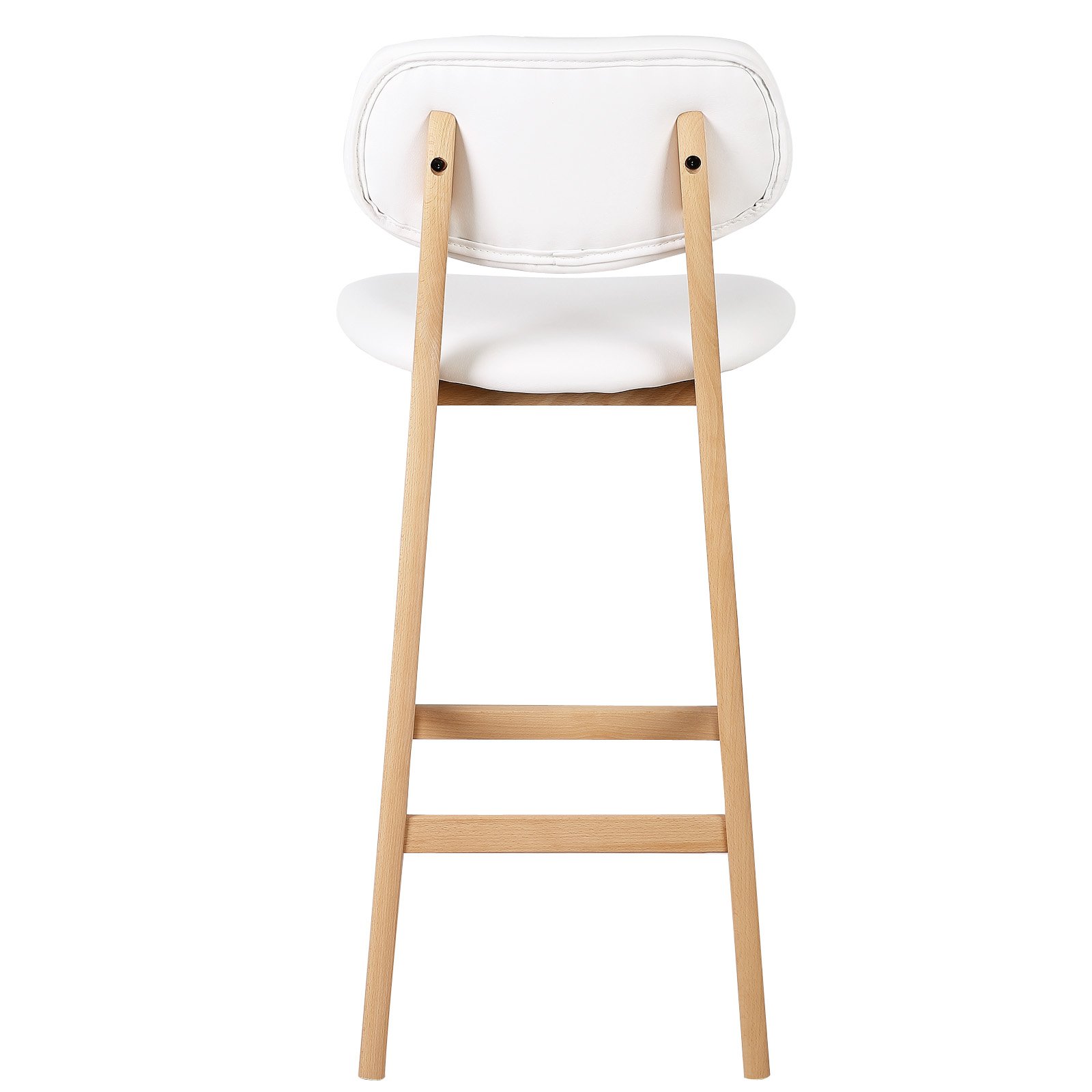 WOLTU Tabouret Bar Lot de 4, Chaise Haute Bois pour Îlot de Cuisine, Salle à Manger, Bistro, avec Dossier et Repose-Pieds, Tabourets en Similicuir, Blanc