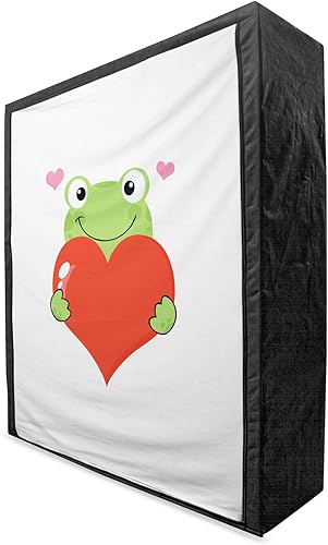 Ambesonne Love Portable Fabric Wardrobe, Cartoon Frog Holding Giant Heart Adoration Theme Funny Character, Clothing Organizer and Storage Closet