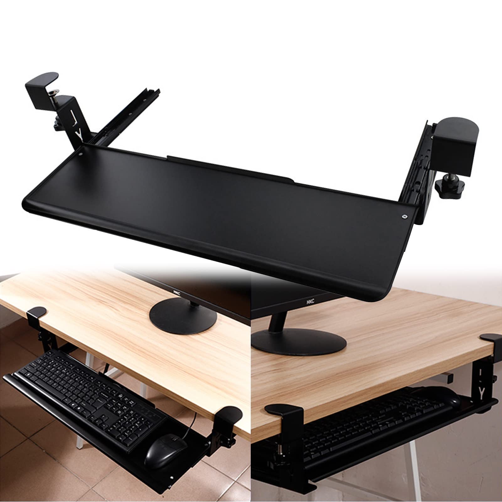 Verstellbare Schreibtisch-Handgelenkstütze und ausziehbare Tastaturablage, große Tastatur-Plattform, Tastaturablage mit verlängerter Handgelenkauflage für Komfort.