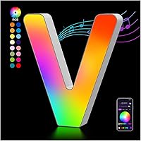 Vista 30 de OJQ Letras LED Iluminadas con Música Sincronizada de Letras del Alfabeto Coloridas - Luz de Dormitorio con Cambio de Color - Regalos de Cumpleaños