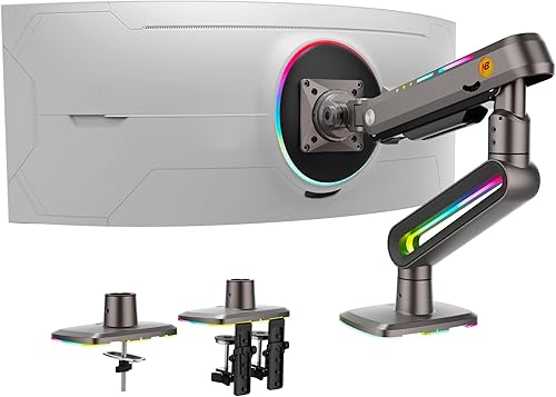 NB Designer - Brazo para monitor de juegos para pantalla de 32 a 60 pulgadas, carga de hasta 44.1 lbs, VESA 75100, RGB-Light, resistente,